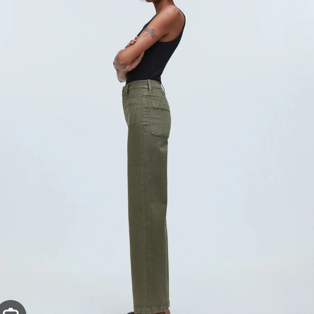 Madewell Emmett Wide Leg Olive Green Pants Size 33 - Picture 2 of 13